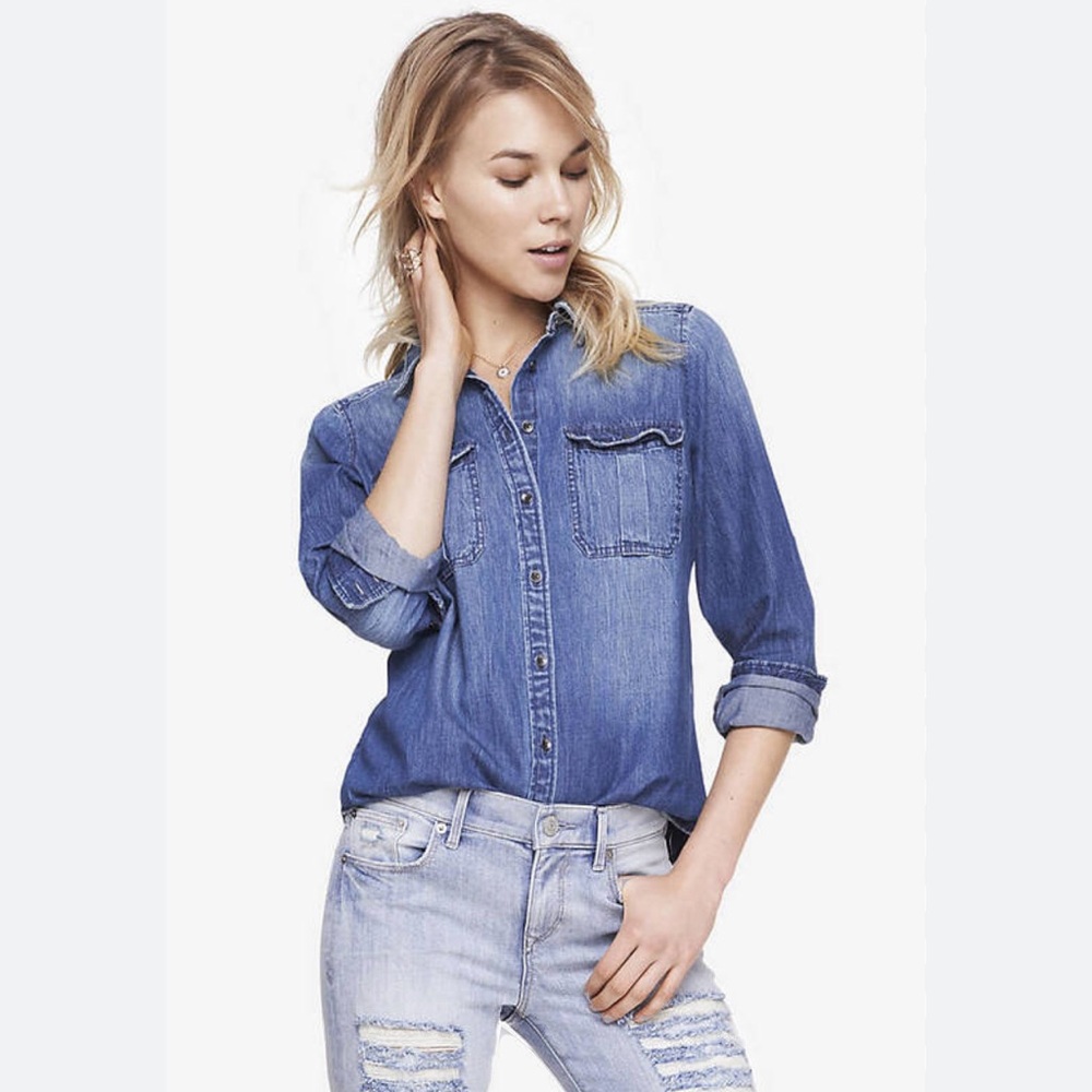 Express denim button down shirt